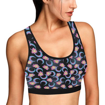 Lotus with Moon Pink Print Themed Sports Bra