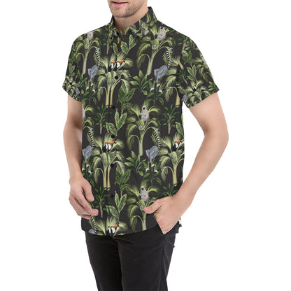 Rainforest Pattern Print Design RF05 Men's Short Sleeve Button Up Shirt