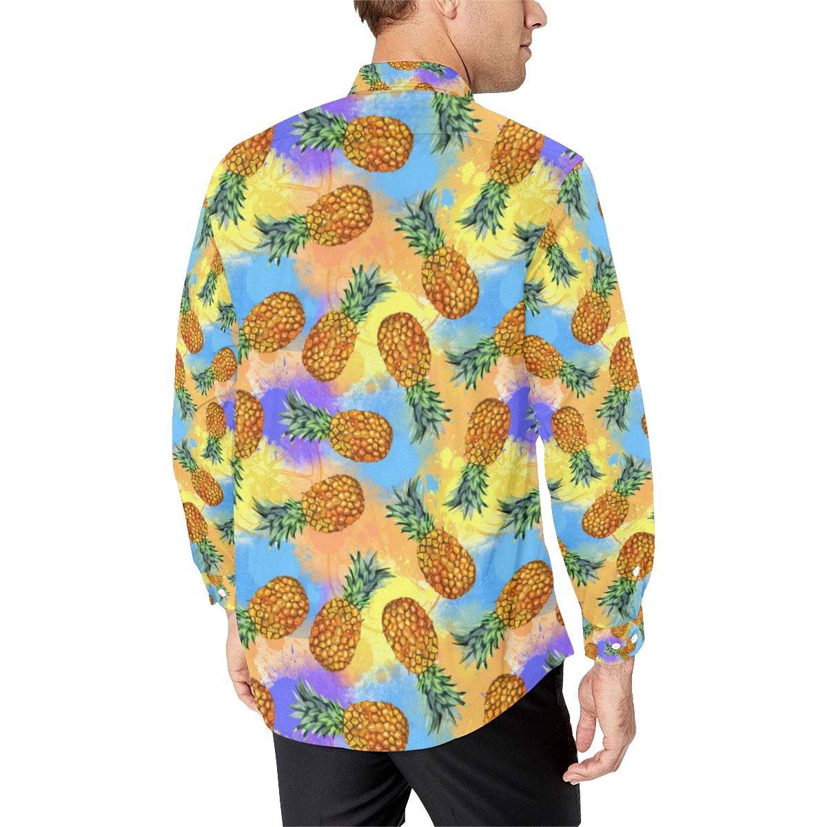 Pineapple Pattern Print Design PP09 Men's Long Sleeve Shirt