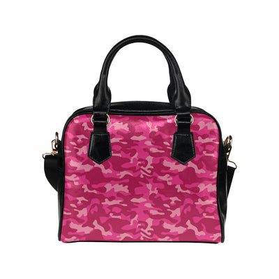 Camo Pink Pattern Print Design 01 Shoulder Handbag