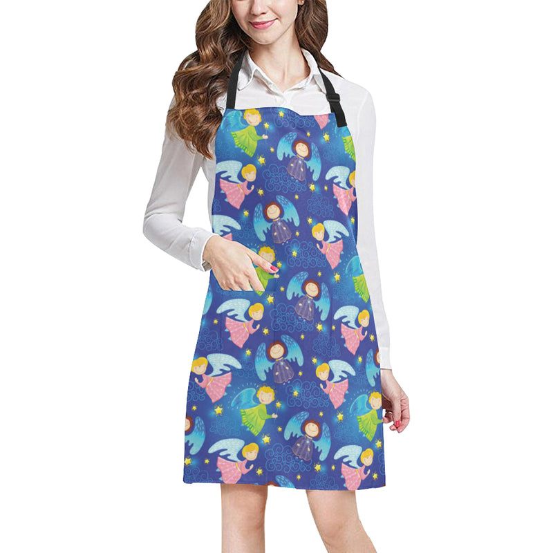 Angel Little Pattern Print Design 02 Apron with Pocket