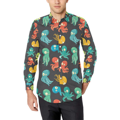 Octopus Pattern Print Design A01 Men's Long Sleeve Shirt
