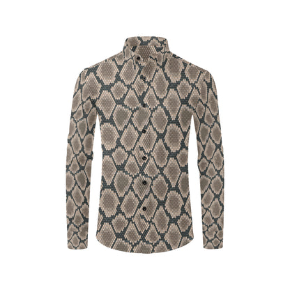 Snake Skin Design Print Men's Long Sleeve Shirt