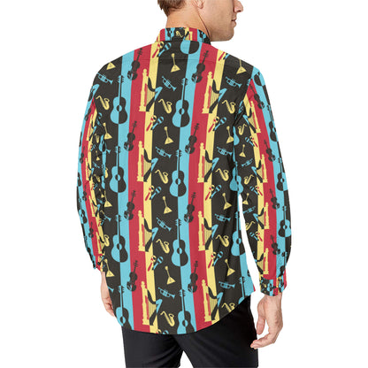 Jazz Pattern Print Design 02 Men's Long Sleeve Shirt