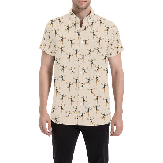 Cheerleader Pattern Print Design 03 Men's Short Sleeve Button Up Shirt