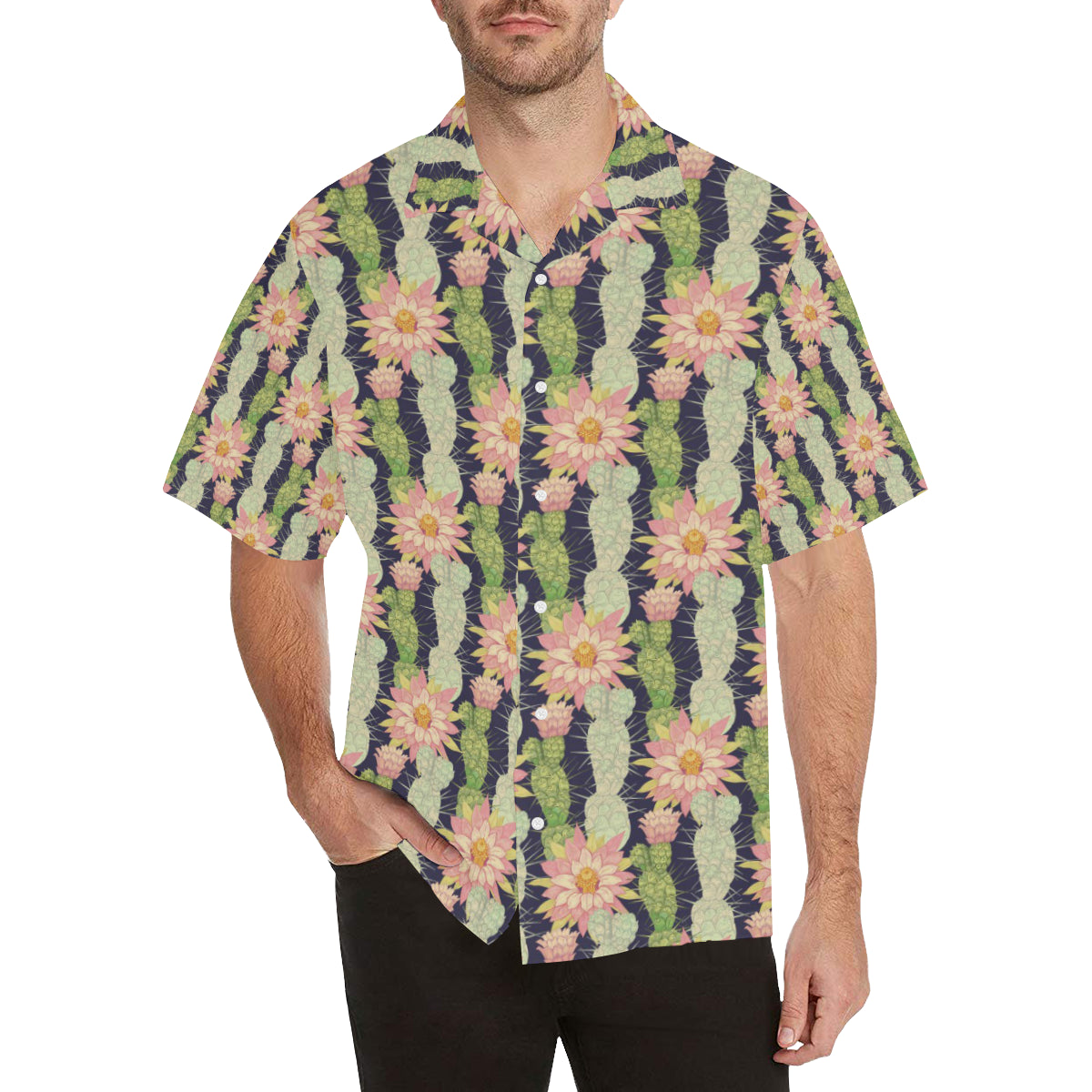 Cactus Pattern Print Design 01 Men's Hawaiian Shirt