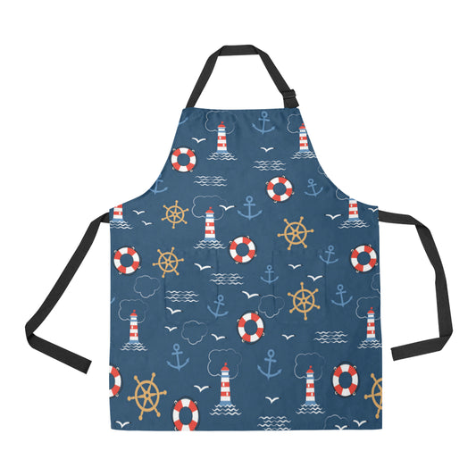 Nautical Pattern Print Design A06 Apron with Pocket