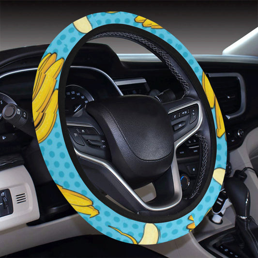 Banana Pattern Print Design BA08 Steering Wheel Cover with Elastic Edge