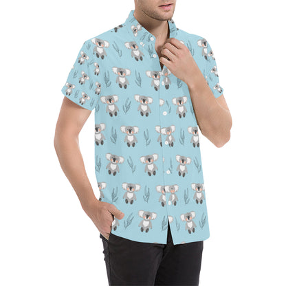 Koala Pattern Print Design 01 Men's Short Sleeve Button Up Shirt