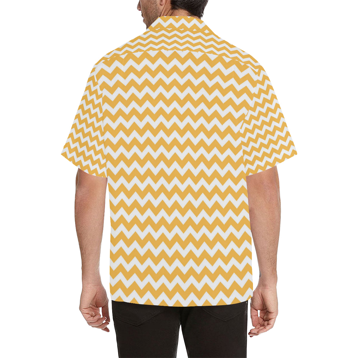 Chevron Orange Pattern Print Design 01 Men's Hawaiian Shirt