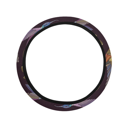 Hummingbird Pattern Print Design 04 Steering Wheel Cover with Elastic Edge