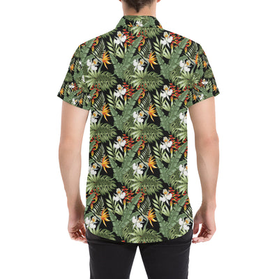 Bird Of Paradise Pattern Print Design 02 Men's Short Sleeve Button Up Shirt