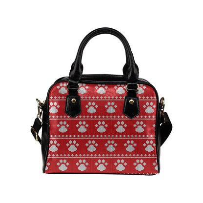 Knit Paw Pattern Print Design 03 Shoulder Handbag