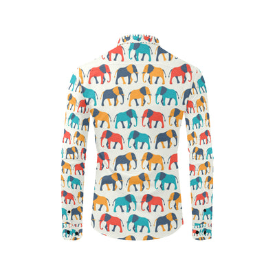 Elephant Colorful Print Pattern Men's Long Sleeve Shirt