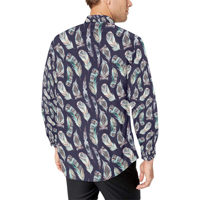 Feather Vintage Boho Design Print Men's Long Sleeve Shirt