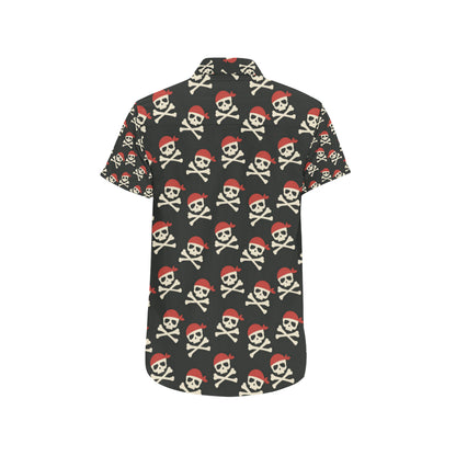 Pirate Pattern Print Design A04 Men's Short Sleeve Button Up Shirt