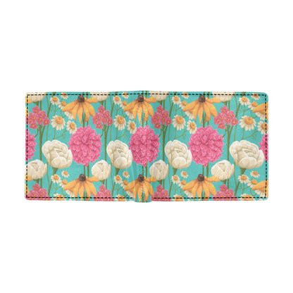 Summer Floral Pattern Print Design SF07 Men's ID Card Wallet