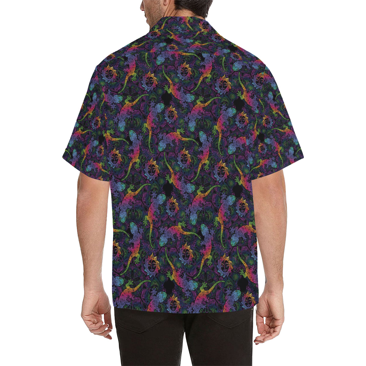 Gecko Rainbow Pattern Print Design 03 Men's Hawaiian Shirt