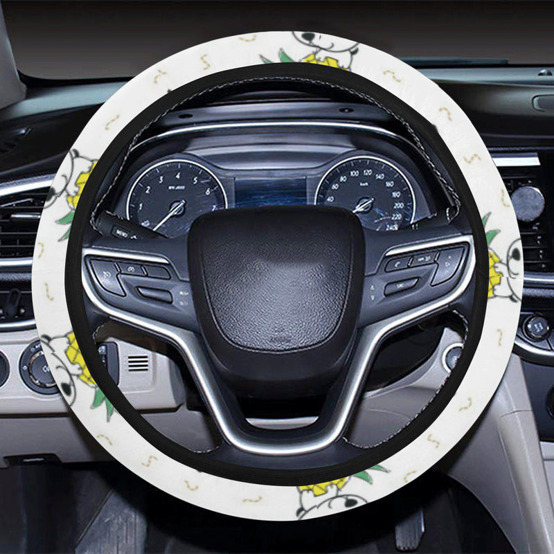 Bull Terriers Pattern Print Design 05 Steering Wheel Cover with Elastic Edge