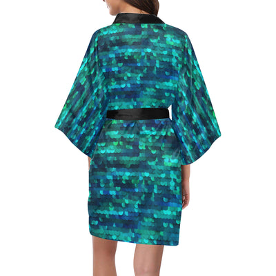 Mermaid Scales Pattern Print Design 06 Women's Short Kimono