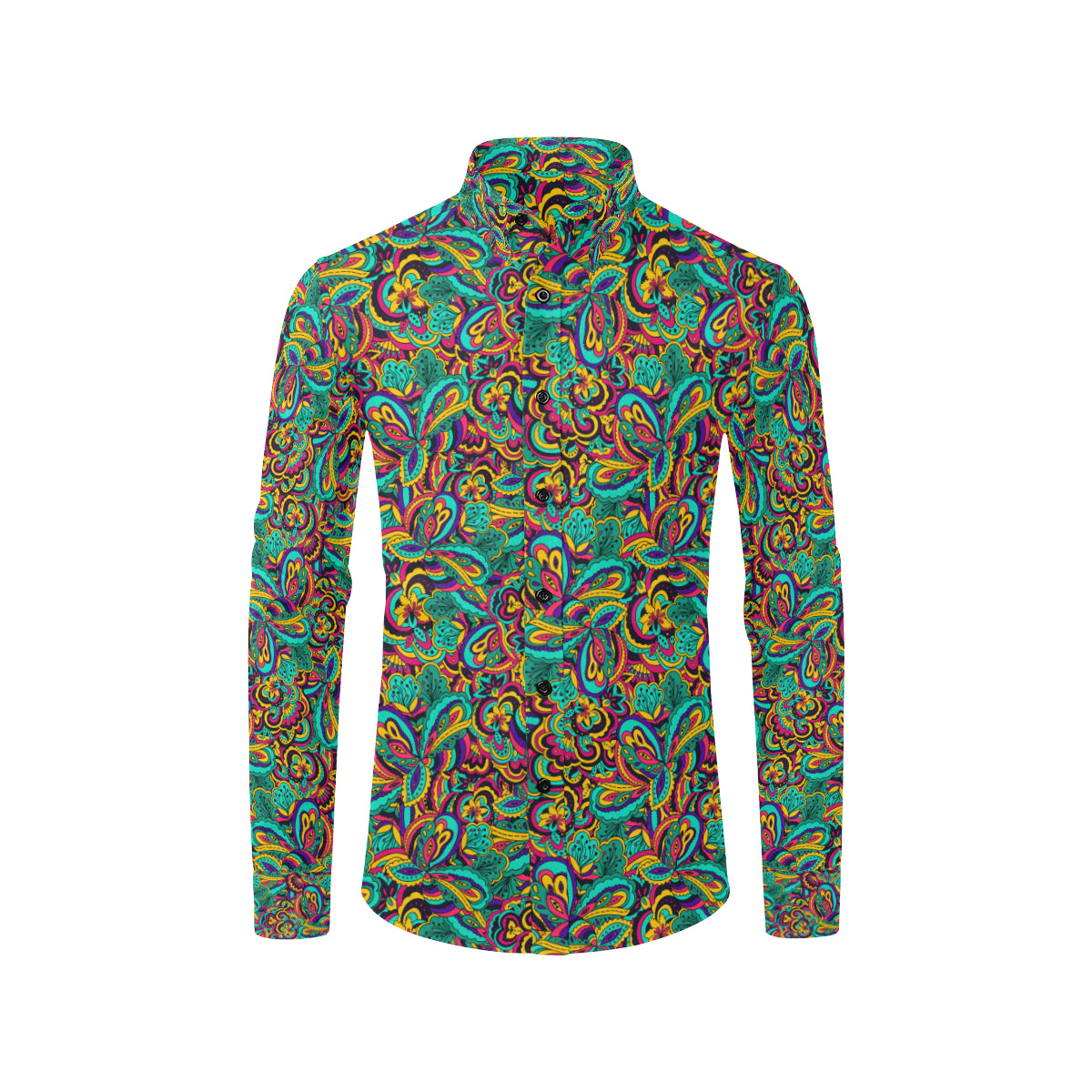 Psychedelic Trippy Floral Design Men's Long Sleeve Shirt