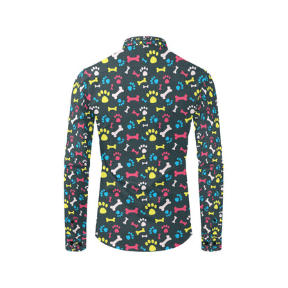 Paw Design Print Men's Long Sleeve Shirt