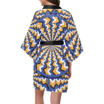 Optical illusion Pattern Print Design A01 Women's Short Kimono
