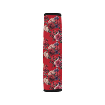 Rose Red Pattern Print Design RO07 Car Seat Belt Cover