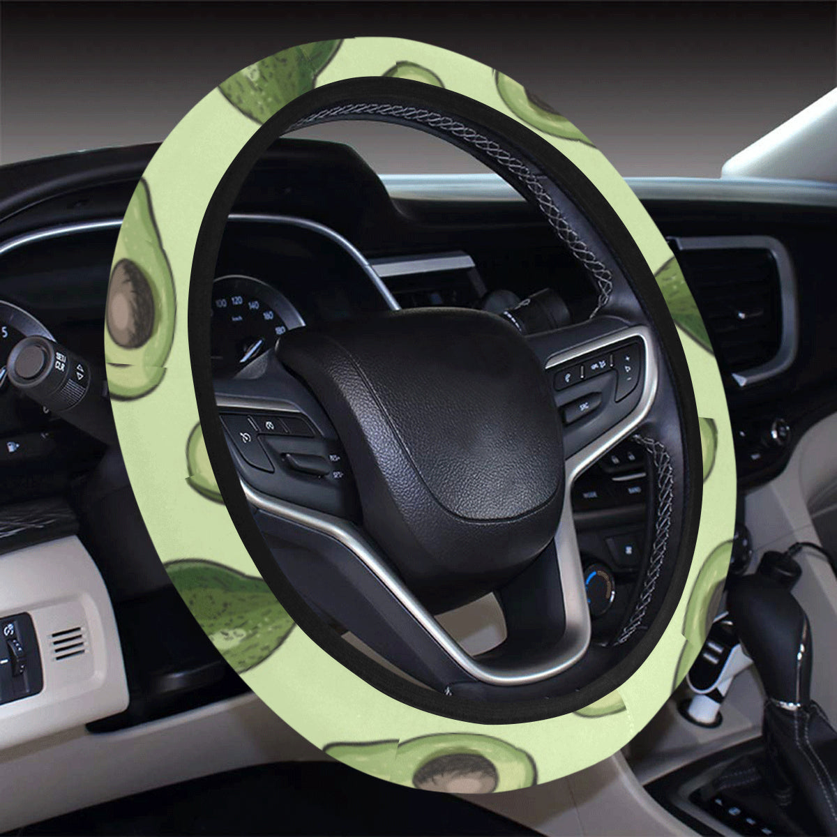 Avocado Pattern Print Design 02 Steering Wheel Cover with Elastic Edge
