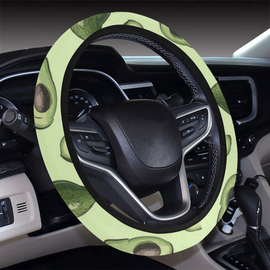 Avocado Pattern Print Design 02 Steering Wheel Cover with Elastic Edge