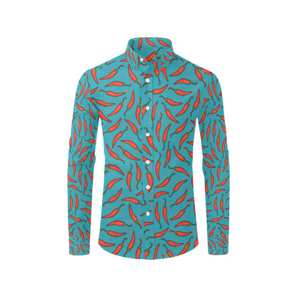 Chilli Pepper Pattern Print Design 05 Men's Long Sleeve Shirt