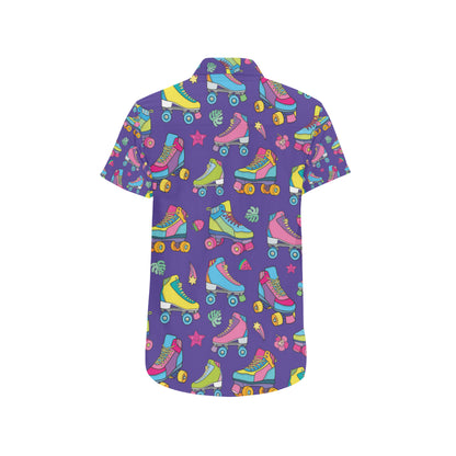 Roller skate Colorful Pattern Print Design A05 Men's Short Sleeve Button Up Shirt