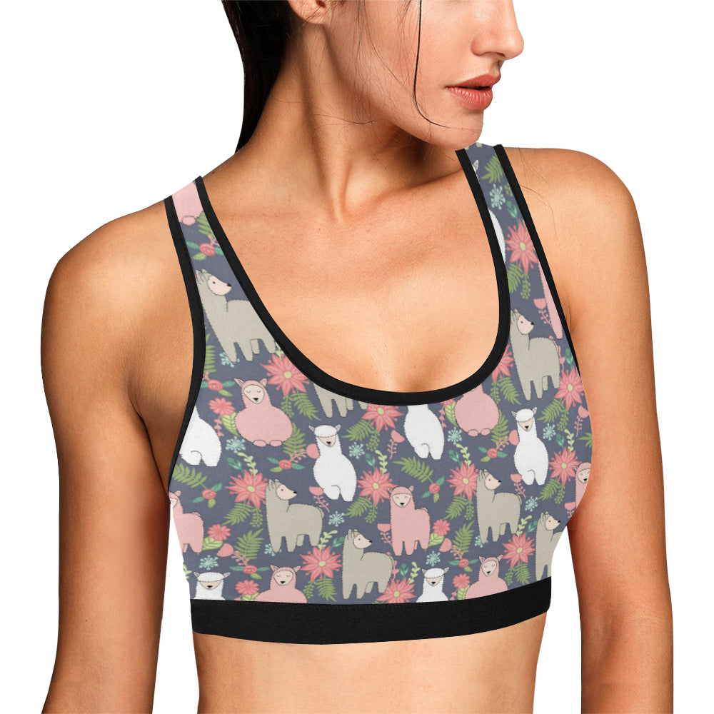 Alpaca Pattern Print Design 03 Sports Bra