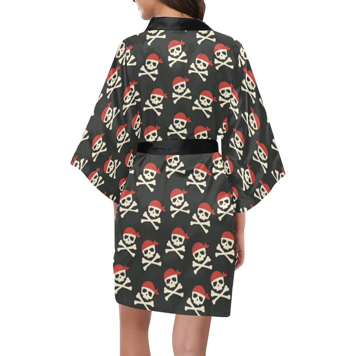 Pirate Pattern Print Design A04 Women's Short Kimono