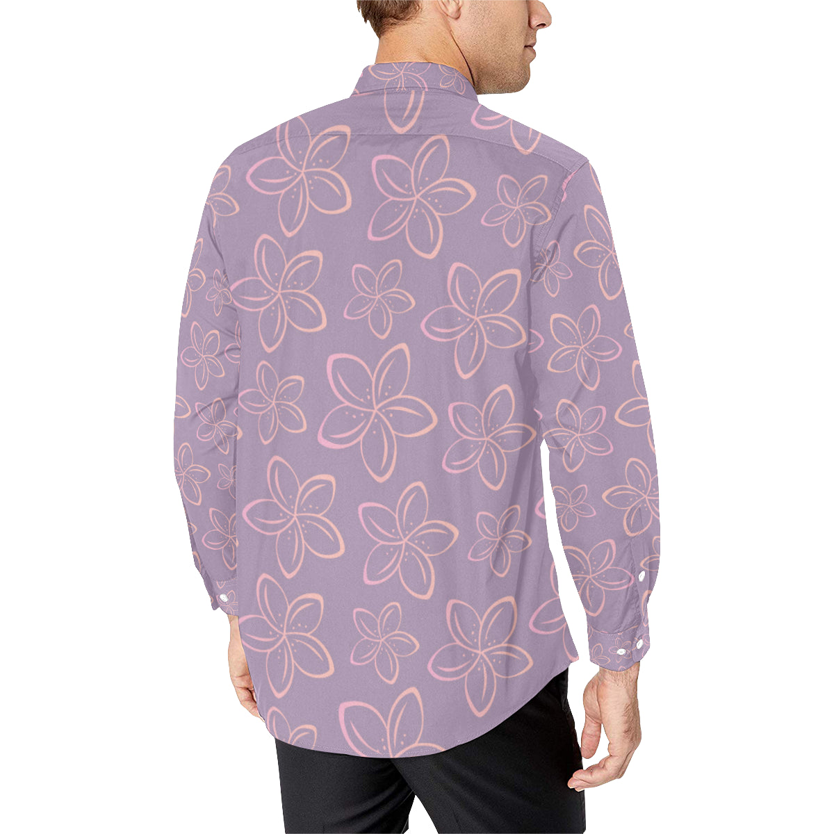 Plumeria Pattern Print Design A01 Men's Long Sleeve Shirt