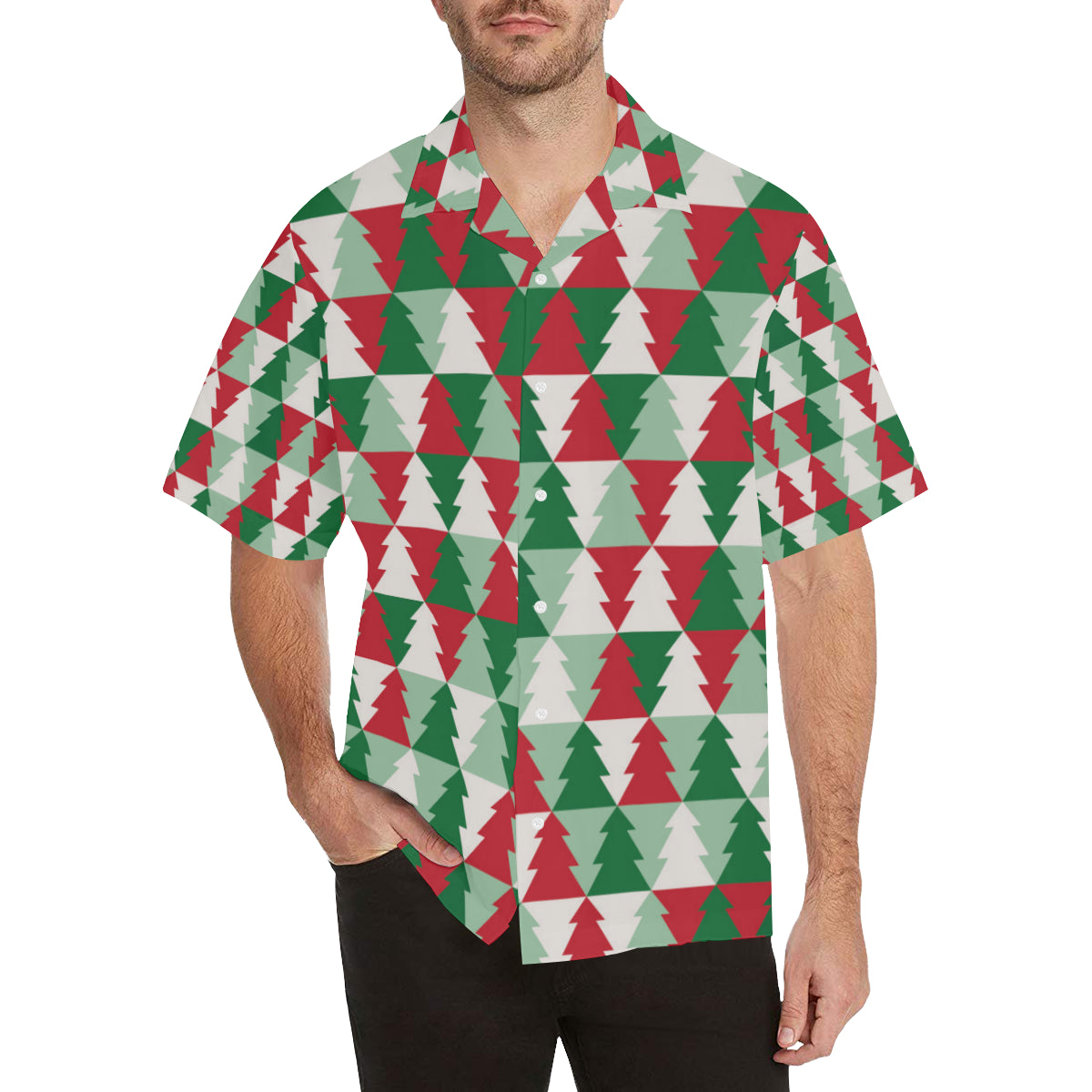 Christmas Tree Pattern Print Design 01 Men's Hawaiian Shirt