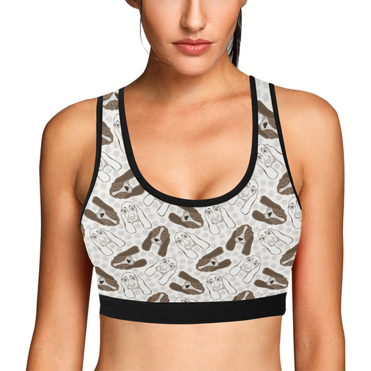 Basset Hound Pattern Print Design 01 Sports Bra