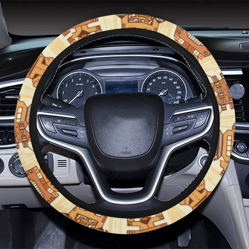 Tiki Orange Vertical Pattern Steering Wheel Cover with Elastic Edge