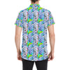 Elephant Art color Print Pattern Men's Short Sleeve Button Up Shirt