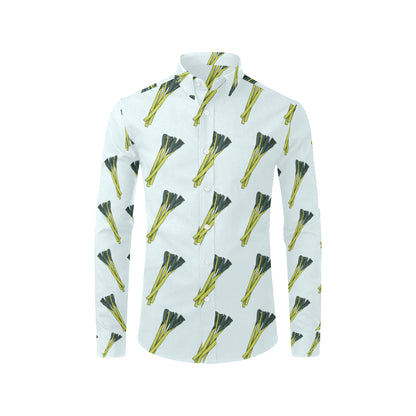 Leek Pattern Print Design 03 Men's Long Sleeve Shirt