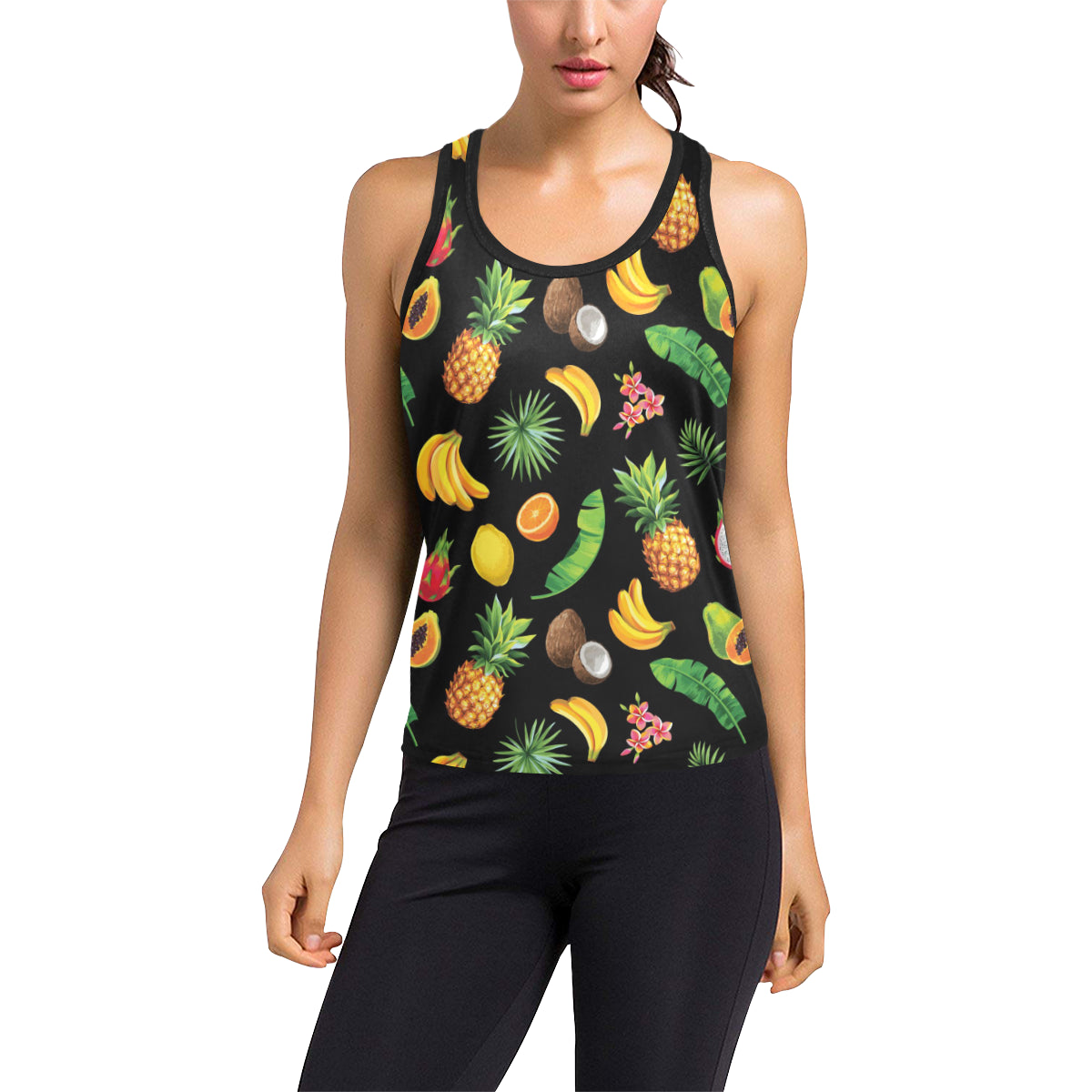 Tropical Fruits Pattern Print Design TF03 Women's Racerback Tank Top