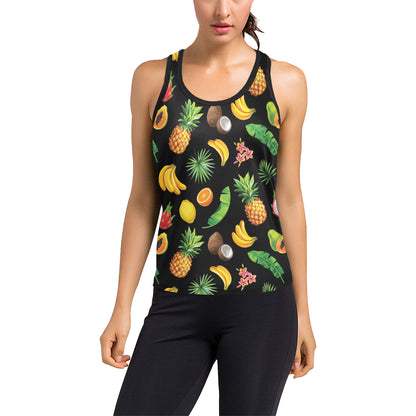 Tropical Fruits Pattern Print Design TF03 Women's Racerback Tank Top