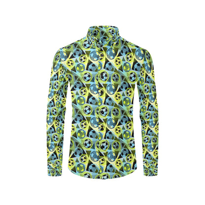 Soccer Ball Themed Print Design Men's Long Sleeve Shirt