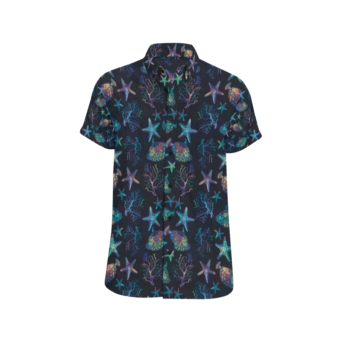 Starfish Pattern Print Design 01 Men's Short Sleeve Button Up Shirt