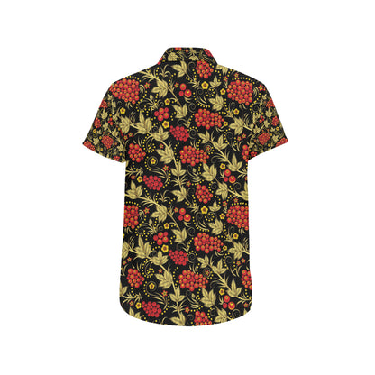 Cranberry Pattern Print Design CB02 Men's Short Sleeve Button Up Shirt
