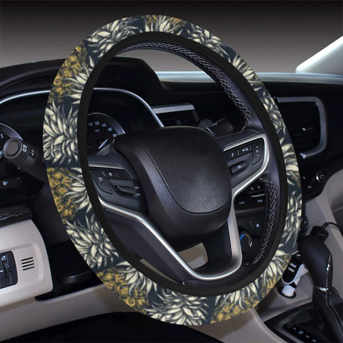 Pineapple Print Design Pattern Steering Wheel Cover with Elastic Edge