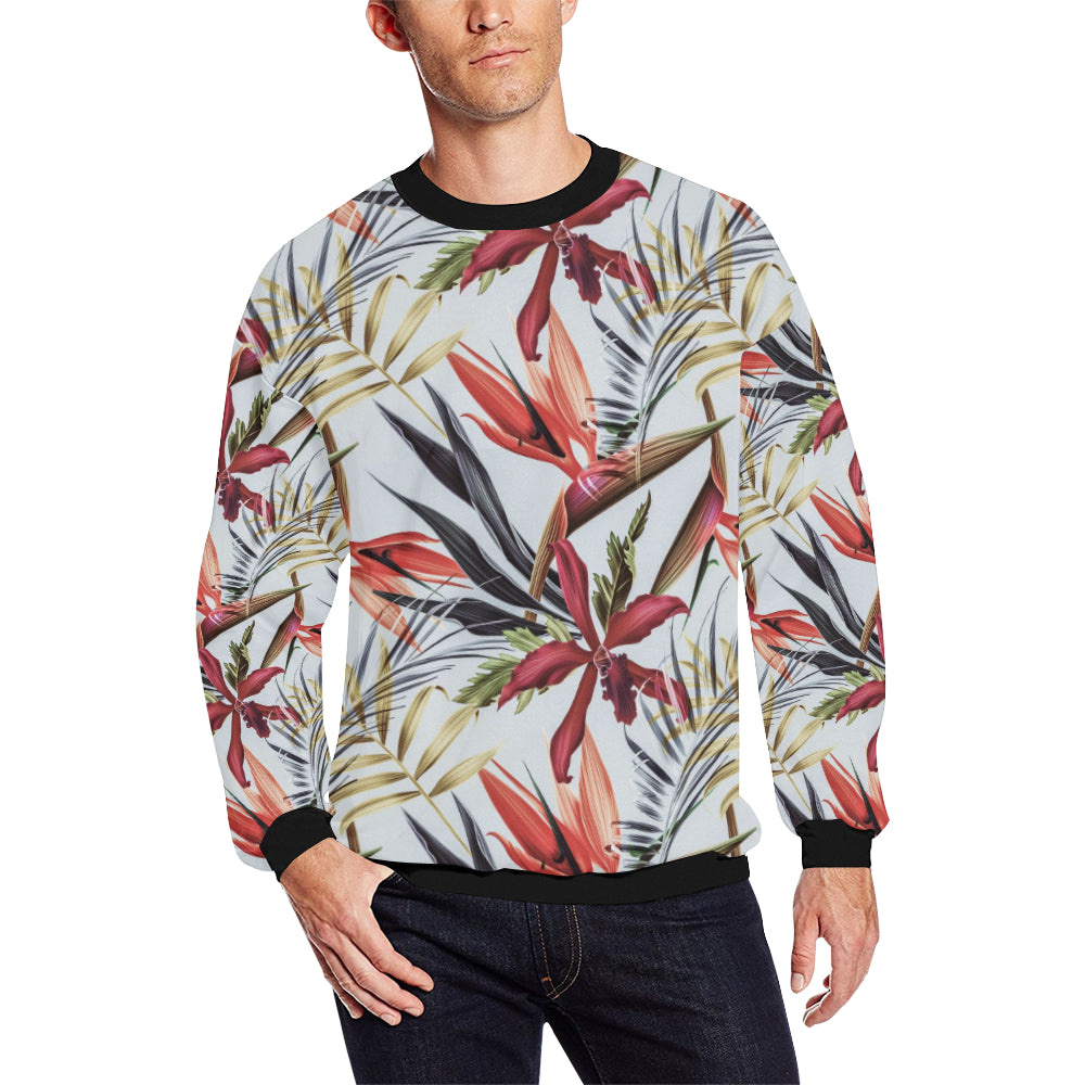 Tropical Flower Pattern Print Design TF021 Men Long Sleeve Sweatshirt
