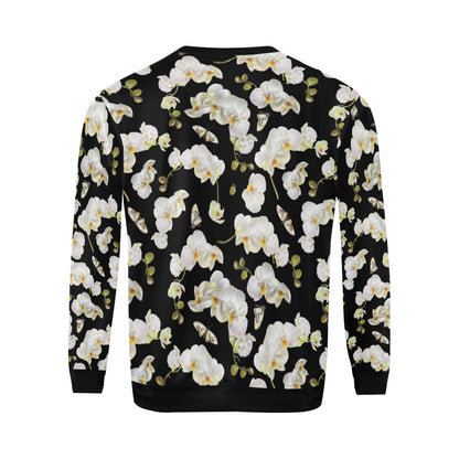 Orchid White Pattern Print Design OR011 Men Long Sleeve Sweatshirt
