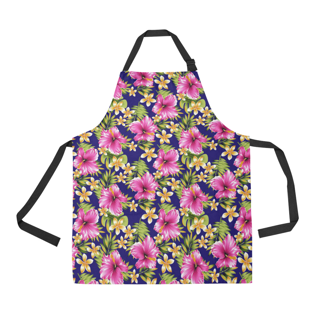 Pink Hibiscus Pattern Print Design HB027 Apron with Pocket