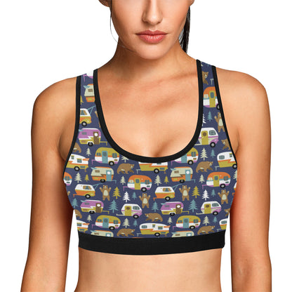 Camper Pattern Print Design 04 Sports Bra